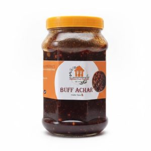 Authentic Nepali Buff Achar jar with traditional spices.